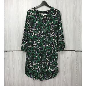 Veronica Beard Hi Low Dress Silk‎ Black Floral Long Sleeve 6 Office Casual